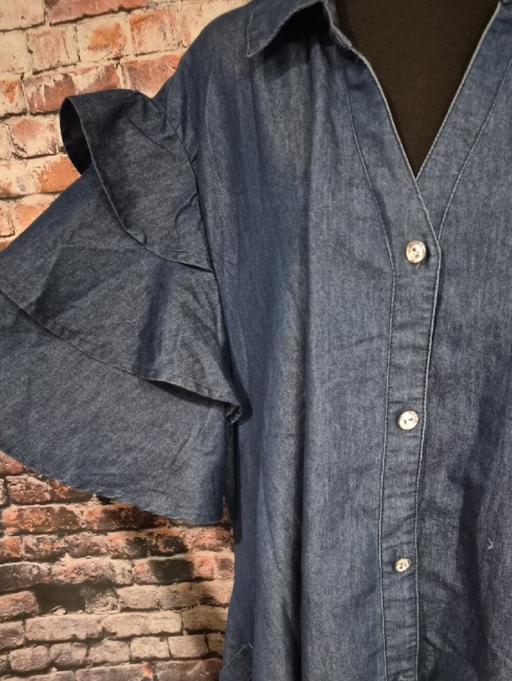 Step In Style Denim Button-Up Maxi Shirt Dress- Indigo Denim Blue - Picture 6 of 10